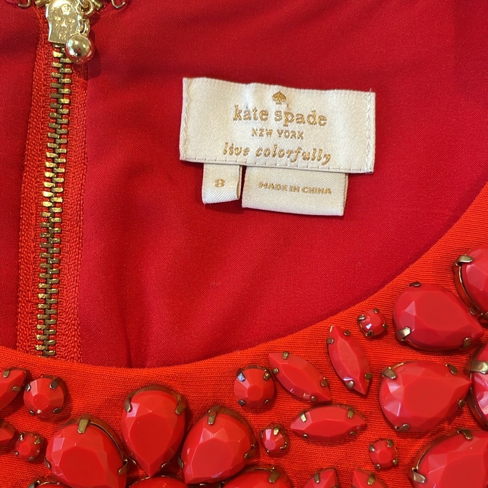Kate Spade Embellished Colorfully Orange Top - Size 8 - Picture 7 of 8